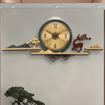 Новый китайский стиль Латунные настенные часы Гостиная Бытовая мода Креативные Высококачественные настенные Декоративные кварцевые часы Современный свет