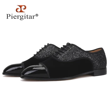 Piergitar / Новинка 2019 года; мужская обувь из сплайсинговых материалов ручной работы; мужские классические туфли-дерби в британском стиле; мужские модельные туфли с красной подошвой