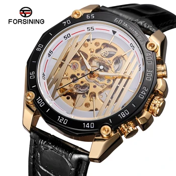 Мода 2019 года, модный бренд Forsining, дизайн военных спортивных часов, автоматические мужские механические наручные часы со скелетом из прозрачной кожи
