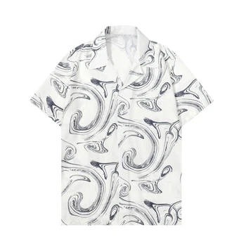 Новые Весенне-Летние Гавайские футболки С Интересным принтом, Деловые Повседневные Рубашки 2023, Мужская Праздничная Рубашка с короткими рукавами camisa masculina