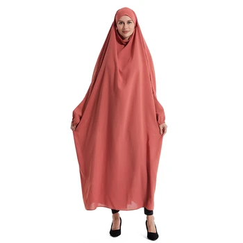 Абая с капюшоном Мусульманская женская молитвенная одежда Платье-хиджаб Арабский халат Накладной Кафтан Химар Джилбаб Платье Ид Рамадан Исламская одежда