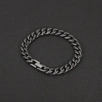 Новый панк винтажный браслет-цепочка в стиле бордюр, модные браслеты из нержавеющей стали в стиле ретро серебристого цвета, браслет для мужчин и женщин