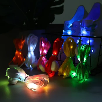 1 пара светодиодных светящихся шнурков Шнурки из АБС-пластика, мигающие ночные шнурки с батареей, спортивная обувь на открытом воздухе, нейлоновые светящиеся шнурки для обуви