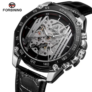 Мода 2019 года, модный бренд Forsining, дизайн военных спортивных часов, автоматические мужские механические наручные часы со скелетом из прозрачной кожи