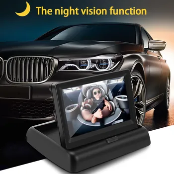Детское автомобильное зеркало с 4,3-дюймовым дисплеем ночного видения HD, Автомобильное зеркало заднего вида, контролируемое камерой безопасности, Зеркало заднего вида