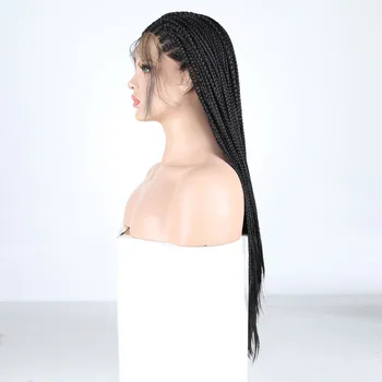 Africa Box Braids Синтетический парик на кружеве 13x4, прозрачный кружевной термостойкий кружевной парик в косичках с волосами младенца