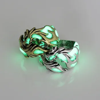 Горячее мужское кольцо со светящимся драконом, кольца для мужчин, женские кольца, светящиеся в темноте мужские украшения
