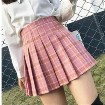 Lucyever Однотонные плиссированные юбки Женская модная мини-юбка с высокой талией в элегантном стиле Женская Корейская шикарная уличная юбка-трапеция XXL
