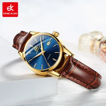 Женские часы EK от ведущего бренда, роскошные женские кварцевые часы с кожаным ремешком, водонепроницаемые многофункциональные светящиеся женские наручные часы.