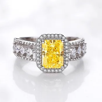 Оригинальное кольцо из циркона с выдолбленным прямоугольным ледяным цветком из стерлингового серебра S925 пробы, женское дизайнерское маленькое кольцо