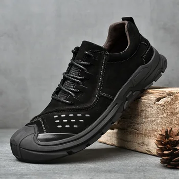 Мужская повседневная альпинистская обувь из натуральной кожи, Высококачественные мужские Кроссовки ручной работы, Нескользящая походная обувь для отдыха, Уличная обувь