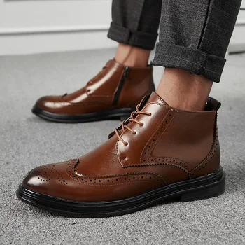 Мужские ботинки на низком каблуке Matin, повседневная обувь на шнуровке, мужские уличные ботинки, мужская обувь, мужские винтажные кожаные мужские ботильоны Zapatillas