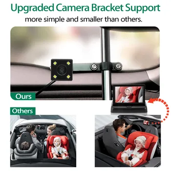 Детское автомобильное зеркало с 4,3-дюймовым дисплеем ночного видения HD, Автомобильное зеркало заднего вида, контролируемое камерой безопасности, Зеркало заднего вида
