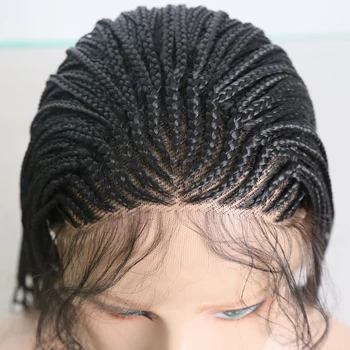 Africa Box Braids Синтетический парик на кружеве 13x4, прозрачный кружевной термостойкий кружевной парик в косичках с волосами младенца
