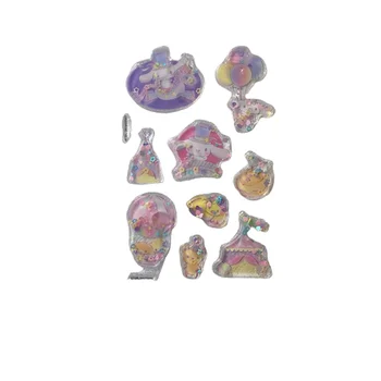 Наклейки Sanrio Shake Water, Очаровательные наклейки Kt Crystal, объемные декоративные наклейки с пузырьками, милые наклейки для детей
