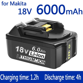 Makita 18V Battery 6000mAh Аккумуляторная Батарея Для Электроинструментов со Светодиодной Литий-ионной Заменой LXT BL1860B BL1860 BL1850 3A Зарядное Устройство