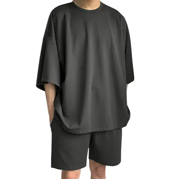 Мужская летняя одежда, Пляжная однотонная рубашка с коротким рукавом, короткий костюм, рубашка, Брюки, Двубортный костюм, Мужской Тонкий Вечерний костюм для мужчин, Странный Смокинг