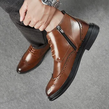 Мужские ботинки на низком каблуке Matin, повседневная обувь на шнуровке, мужские уличные ботинки, мужская обувь, мужские винтажные кожаные мужские ботильоны Zapatillas