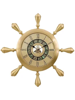 Бесплатная доставка латунные часы с подсветкой роскошный дом современный креативный рулевой декоративные часы